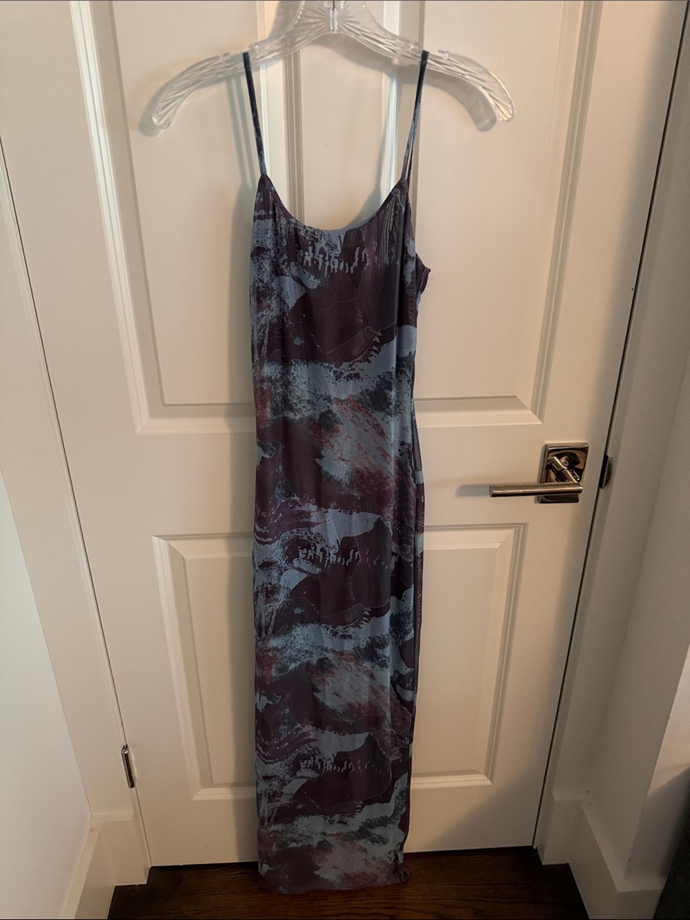 Tiger Mist Slip Maxi Dress in Dusty Blue and Plum